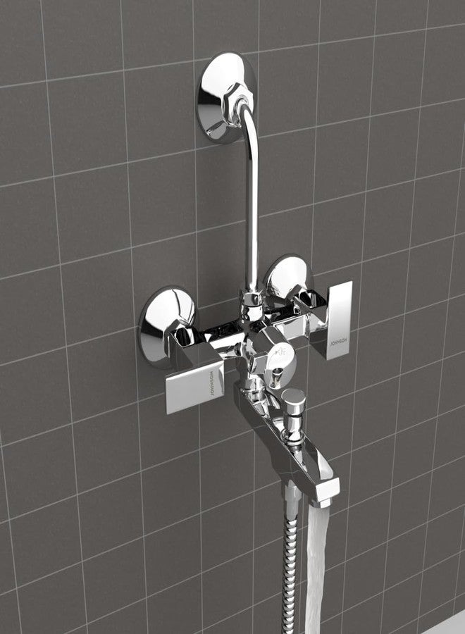 Johnson Bathrooms خلاط حائط جونسون نوفا 3 في 1 مع أنبوب منحني | موفر للمساحة ومتين | تصميم أنيق ومتعدد الاستخدامات | صنبور للمطابخ والحمامات | يوفر الماء الساخن والبارد | ضمان 10 سنوات - Image 1